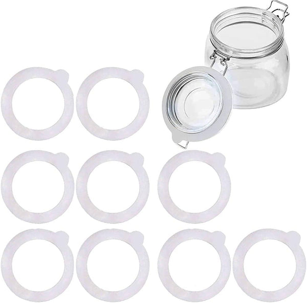 Silicone Replacement Gasket - Airtight Rubber Seals for Mason Jar Lids, Leak-Proof Canning Seals, 10pcs White