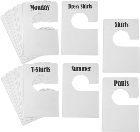 16 Pack White Clothing Rack Size Dividers with 60 Labels, Large Rectangular Closet Dividers, Pearl White