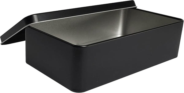 Black Metal Tin Box Lids - Large Containers for Keeping Car Keys, Cookies, Pencil Case, 8.2 x 4.7 x 2.4 inch