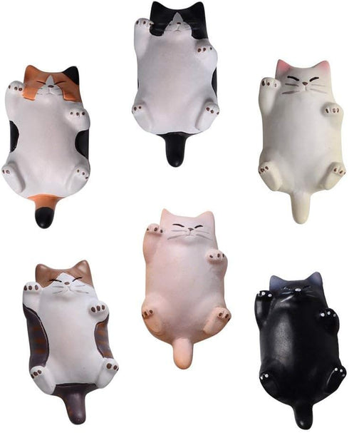 CHICHIC 6 Pack Fun Cat Refrigerator Magnets, Kitchen Decor Fridge Cat Ornament for Cat Lovers