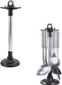 Kitchenware Storage Rack, Stainless Steel Utensil Holder, 360 Degree Rotating Organizer with 6 Hooks