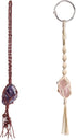 Dahey Macrame Crystal Car Charms - Handmade Crystal Rear View Mirror Ornament, Set of 2