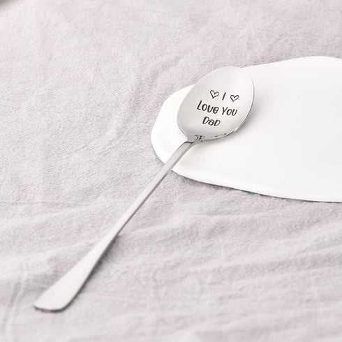 Dad Father Gifts Spoon from Daughter Son, I Love You Dad Spoon Gift for Father's Day Birthday, Cute Engraved Spoons