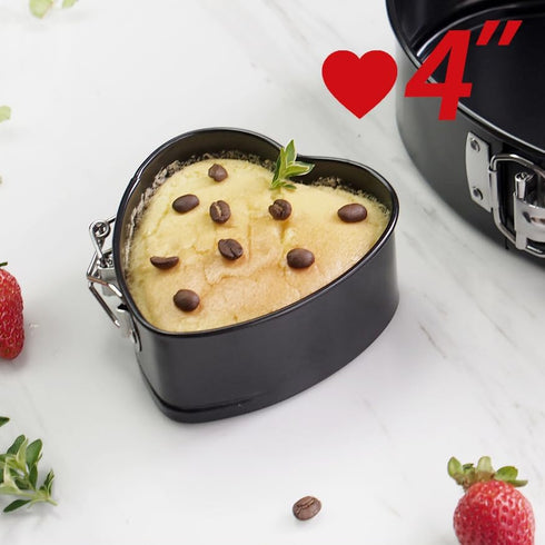 Heart Cake Pan, Heart Springform Pan 4 Inch Heart Shaped Cake Pan Bakeware Cake Pan Cheesecake Pan with Removable Bottom DIY Heart Baking Molds