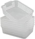 Rectangular Plastic Storage Organization Trays Baskets, Clear, 6-Pack
