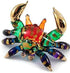 Tiny 2?" Multicolor Gold Sea Crab Figurine, Miniature Hand Blown Painted Glass, Cute Colorful Collectible
