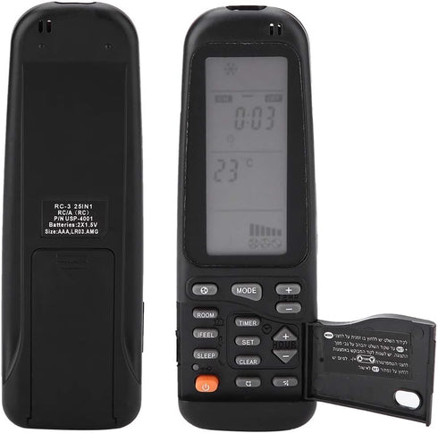 RC-3 25 in 1 Air Conditioner Remote Control Replacement for Electra/Airwell/Emailair/Elco, RC YKR-M/001E, RC-3