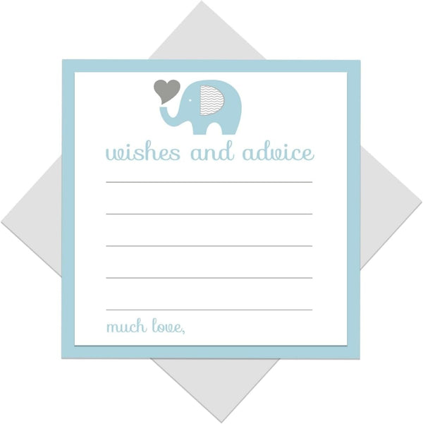 Blue Elephant Advice Cards - 25 Pack, Fun Baby Shower Game & Unique Guest Book Alternative