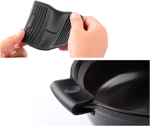 6Pcs Silicone Pot Pan Handle Sleeve, Heat Resistant Covers for Skillets, Pots, Dishwasher Safe (Black)