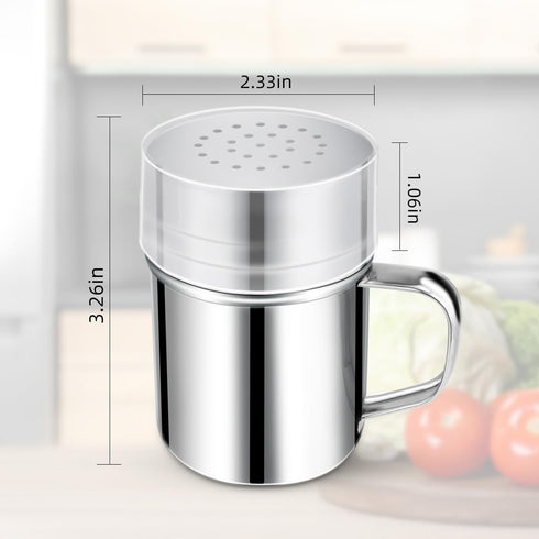 Stainless Steel Dredge Shaker Spice Shakers with Handle Powdered Sugar Shaker Pepper Shakers 6 Oz Metal Salt Shaker with Holes and Lid Fine Powder Shakers for Cinnamon Cocoa Flour Baking Seasoning by yuntop