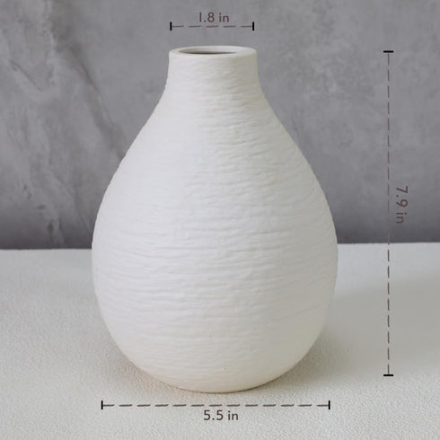 Snow Inspired Flower Vase, Ceramic Vases, White Vases, Minimalist Design for Elegant Home Decor for Coffee Table