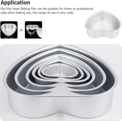 PATKAW Non Stick Heart Cake Mold, Aluminum Alloy Baking Pan for Cheesecake, DIY Cake Oven Pans for Wedding Party
