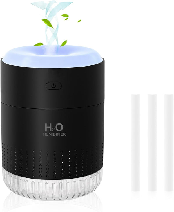 SZO Colorful Mini Humidifier, USB Rechargeable, 4 Modes Super Quiet, Suitable for Travel Office Family - Black