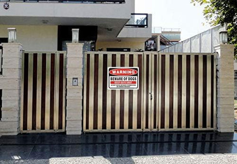Yuntarda 2-Pack Beware of Dog Signs for Fence, 10"x7" Do Not Enter Keep Gate Shut Reflective Metal Sign