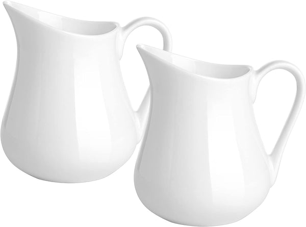 Gurygo 2 Pack 4 Oz Classic White Ceramic Small Creamer Pitcher with