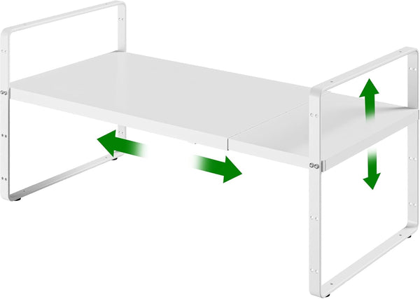 LOCVCDA Expandable Cabinet Organizer Shelf, Adjustable Height Organizer Riser for Kitchen Cabinet Spice