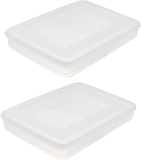 HOMSFOU 2pcs Large Dumpling Box Containers for Fridge, Stackable Food Storage Bins, Refrigerator Box Kitchen Supply