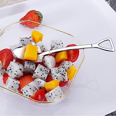 SZLFSX 10 Pack 6 inch Dessert Spoon Shovel Shape Stainless Steel Spoons Ice Cream Fruit Spoon for Home Kitchen