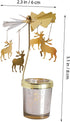 Rotating Candlestick Holder Christmas Carousel Spinning Deer Tea Light Table Decoration Gold