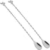AnSaw Silver 12-Inch Stainless Steel Cocktail Spoon with Leaf Handle, Durable Long Handle Bar Stirrer, 2-Pieces