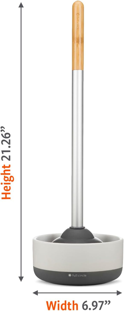 Full Circle Scrub Queen Bathroom Toilet Brush, White, Ceramic Holder, Replaceable Head, Mold & Mildew Prevention