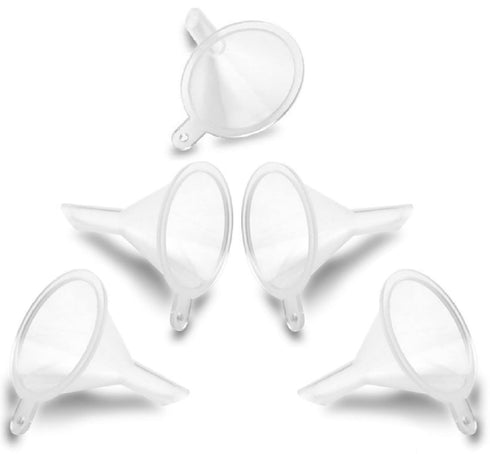 Mini Funnel 5-Pack for Lab Bottles, Sand Art, Perfume, Spice, Essential Oil, Food Grade Small Plastic (Clear)