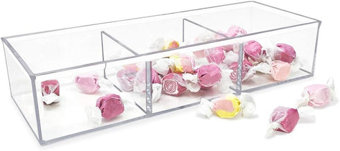 Isaac Jacobs Large 3-Compartment Acrylic Stackable Organizer, 12.9" L x 5" W x 2.7" H for Makeup, Craft Supplies