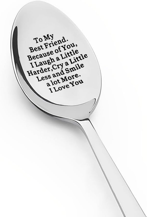 Friendship Spoon Gifts for Best Friend - Engraved Stainless Steel Spoon for Coffee & Tea Lovers