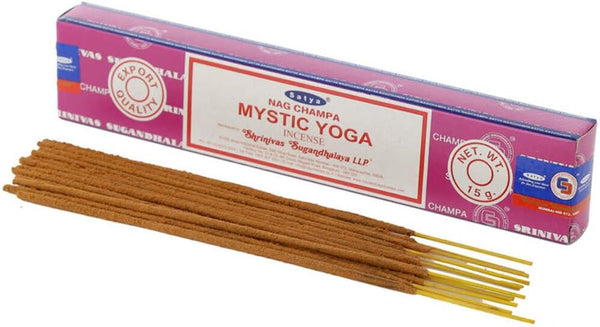 Satya Sai Baba Nag Champa Mystic Yoga Incense Sticks, 180 Grams Box, 12 Packs of 15 Grams Each