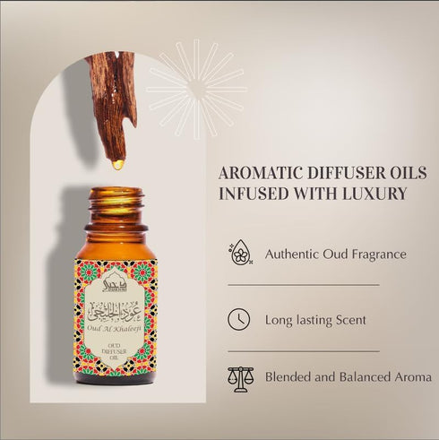 3 10ml 100% Oud Diffuser Oil, Oud Al Khaleeji by Dukhni | x Arabic Oil for Diffuser & humidifier | Pure Halal, Oudh