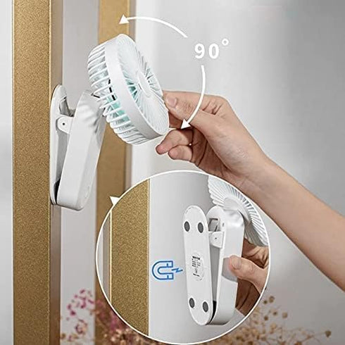 Portable Mini Clip on Fan, 4000mAh Rechargeable USB Battery Operated Stroller Fan with Magnetic - White by KONPWAY