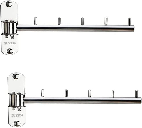 2 Pcs Folding Wall Mounted Clothes Hanger Rack with Swing Arm, Stainless Steel Heavy Duty Coat Hook for Bathroom