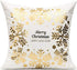 All Smiles Christmas Throw Pillow Covers - Set of 4 White Gold Velvet Cases for Winter Holiday Home D cor