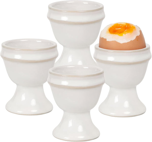 INGOFIN 4pcs Ceramic Egg Cups, Egg Holder for Hard Boiled Eggs, Store