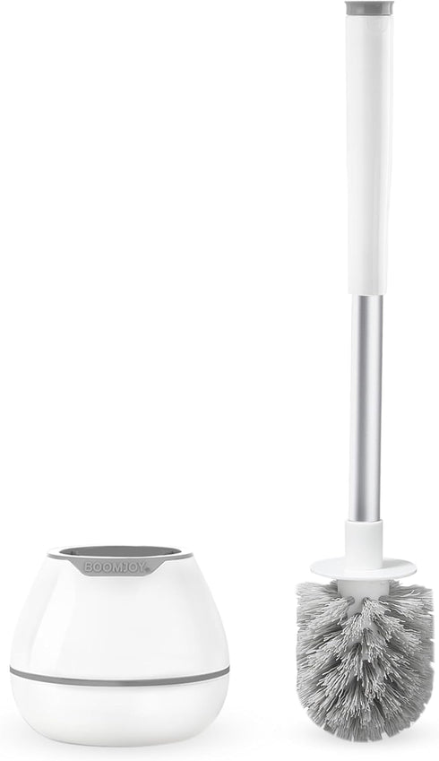 BOOMJOY Toilet Brush and Holder Set, Toilet Bowl Cleaner Brush with Tweezers for Bathroom Cleaning and Organization