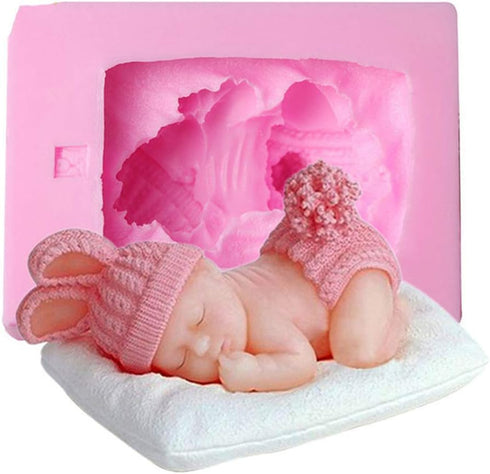 Tvoip 1Pcs New 3D Baby Silicone Mold for Bunny Chocolate Fondant Cake Decorating Tools