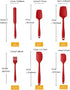 Silicone Spatula Set, 6 Piece Kitchen Utensils for Cooking, Baking, and Mixing, Heat Resistant (Red)
