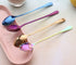 Long Handle Iced Tea Spoon Set of 4, Stainless Steel Coffee Mixing Spoons, Blue