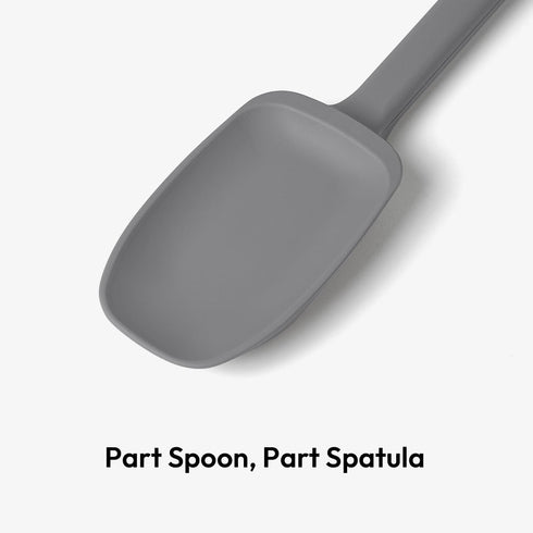 Carrotez Silicone Spoon Spatula, 9.4 inch Heat Resistant Cooking Spoon, Spoonula, Non Stick Spatula for Stir Fry, Cooking, Baking - Modern Grey