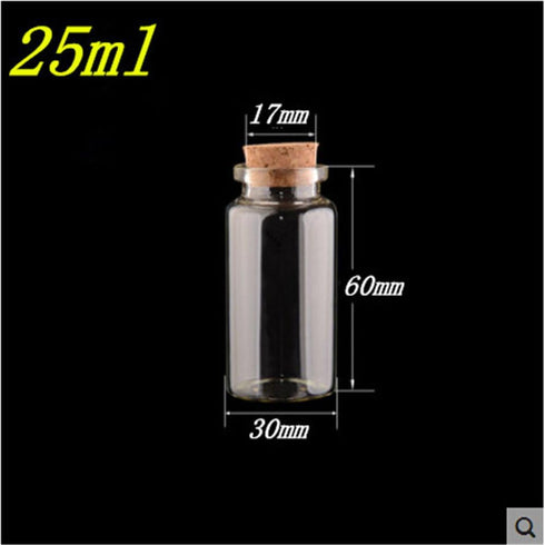 30x60x17mm Glass Bottles with Cork for Wedding Holiday Decoration, 12pcs (25ml)