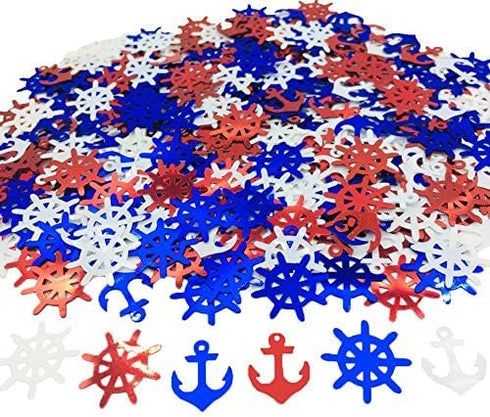 Anchor Rudder Confetti Patriotic Nautical Party Theme, 1.5 Ounce, 1400 Pieces Red White Blue Cut Outs
