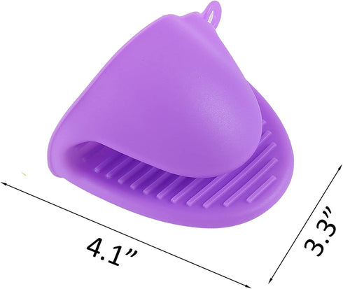 2 Pairs Mini Oven Gloves, Silicone Heat Resistant Cooking Pinch Mitts Potholder for Kitchen Cooking & Baking (Purple