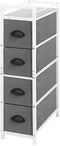 MOOACE Narrow Dresser with 4 Drawers, Vertical Storage Tower, Small Fabric Dresser, Steel Frame & Wooden Top for