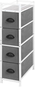 MOOACE Narrow Dresser with 4 Drawers, Vertical Storage Tower, Small Fabric Dresser, Steel Frame & Wooden Top for