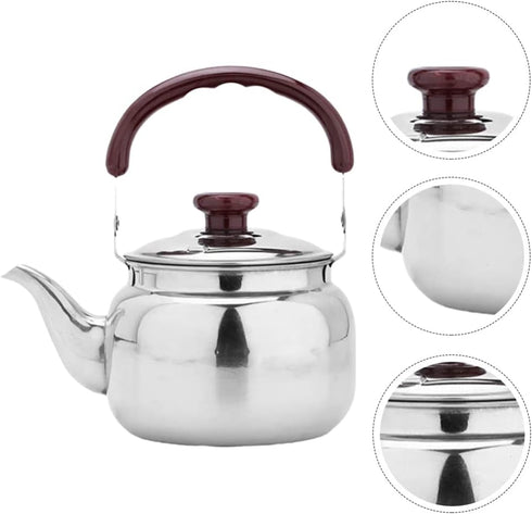 LIFKOME Traditional Stainless Steel Heavy Duty Tea Kettle With Sandwich Bottom and Specialty Cool Touch Handling Mirror Finish Stainless Steel Whistling Tea Kettle Stove Top by LIFKOME