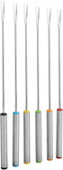 Fondue Sticks 6pcs, Stainless Steel Smores Sticks with Heat Resistant Handle for Cheese Meat Chocolate Dessert Roast