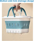 Plastic Caddy for Cleaning Supplies, Collapsible Storage Basket with Handles, Organizer Bin for Bathroom, Kitchen (Blue)