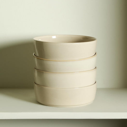 4-Piece Set Stone Lain Eden Pasta Bowl Stoneware, Beige