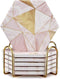 6 Pack Pink Marble Coasters with Holder Gold Absorbent Drink Unique Coaster