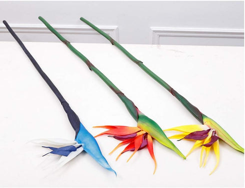 3 Pcs Large 32 Inch Bird of Paradise Permanent Flower, UV Resistant No Fade Soft Rubber PU Artificial Plants, Orange Red